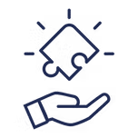 Icon of hand and puzzle.