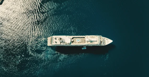 Ship on the sea from bridge perspective – maritime consultancy & crewing solutions